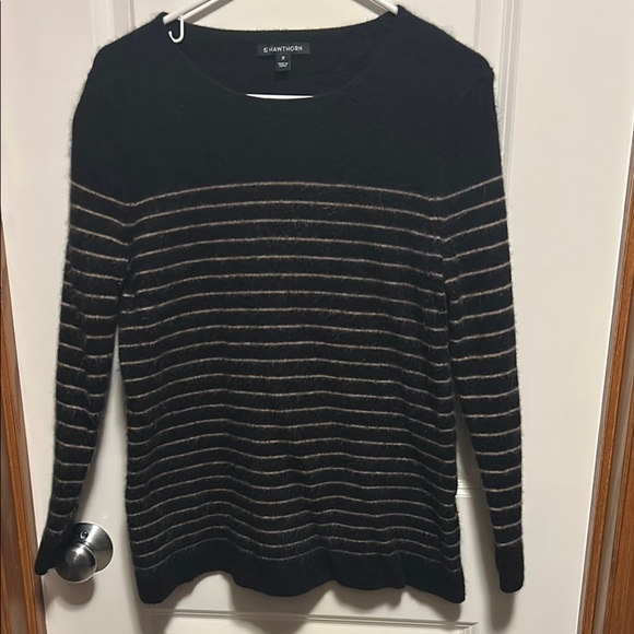 41 Hawthorn Black and Tan Crew Neck Cashmere Sweater - Picture 6 of 9